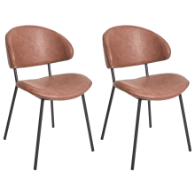 Set of 2 Dining Chairs KIANA Faux Leather Brown