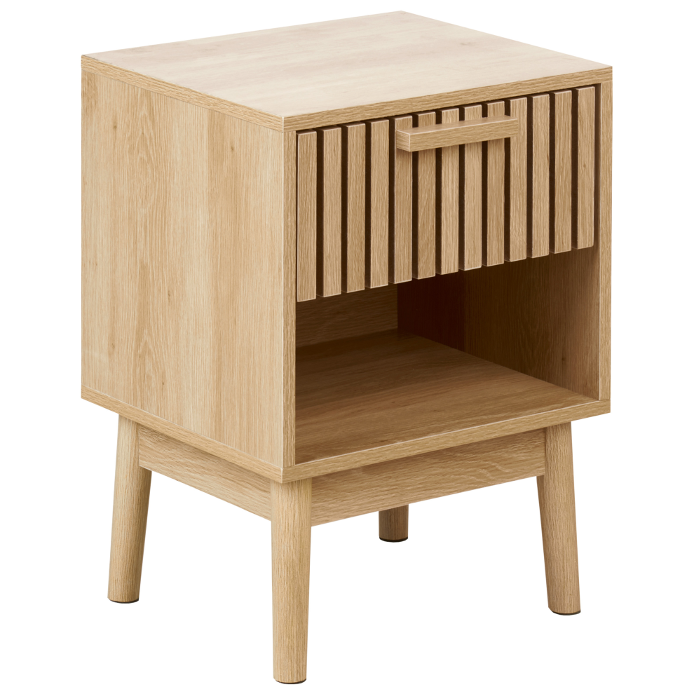 Beliani 1 Drawer Bedside Table Lynwood Light Brown