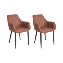 Set of 2 Dining Chairs WELLSTON Faux Leather Brown