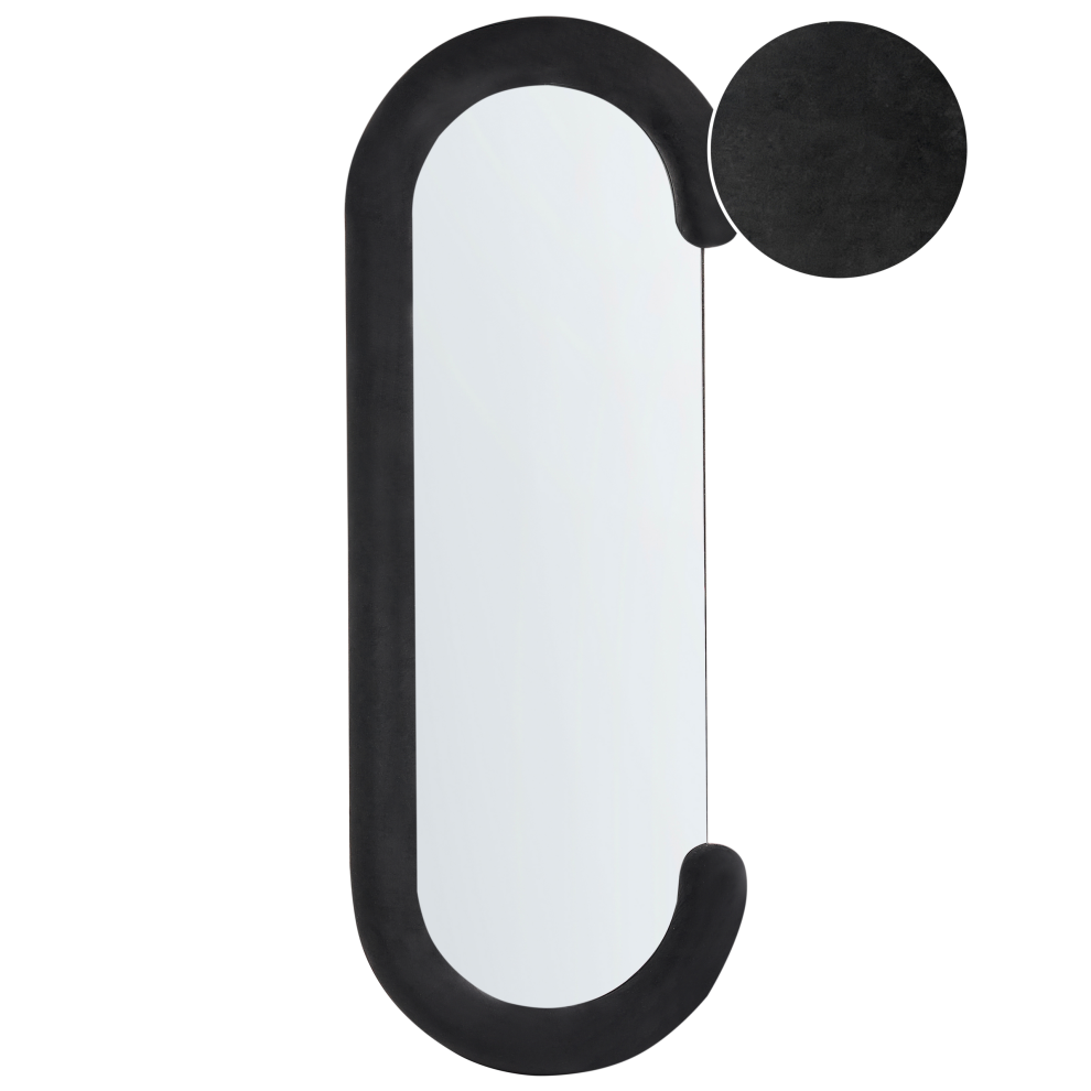 Beliani Wall Mirror Loches 54 Cm 158 Cm Velvet Black