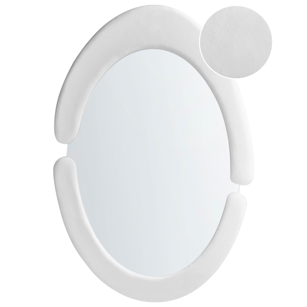 Beliani Wall Mirror Massay 53 Cm 90 Cm Velvet White