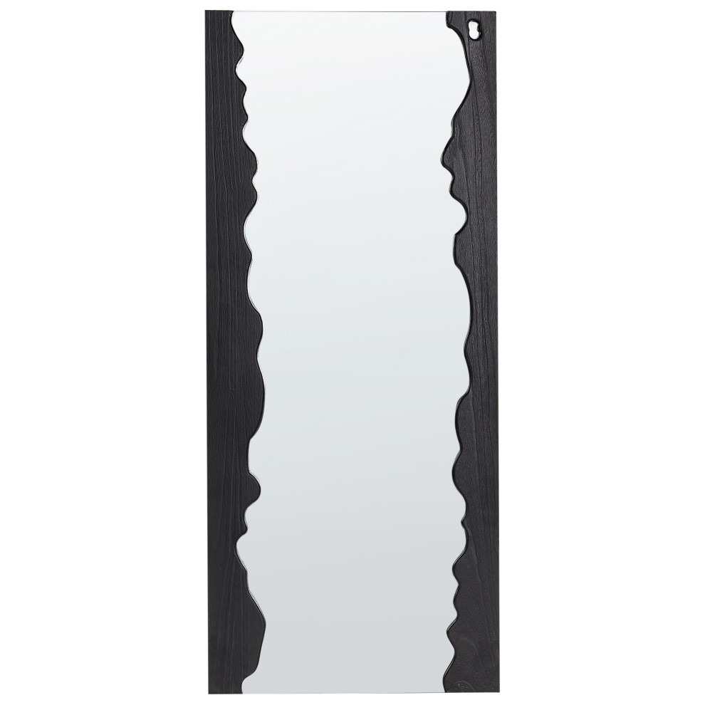 Beliani Wall Mirror Saullcet 75 Cm 175 Cm Paulownia Wood Black