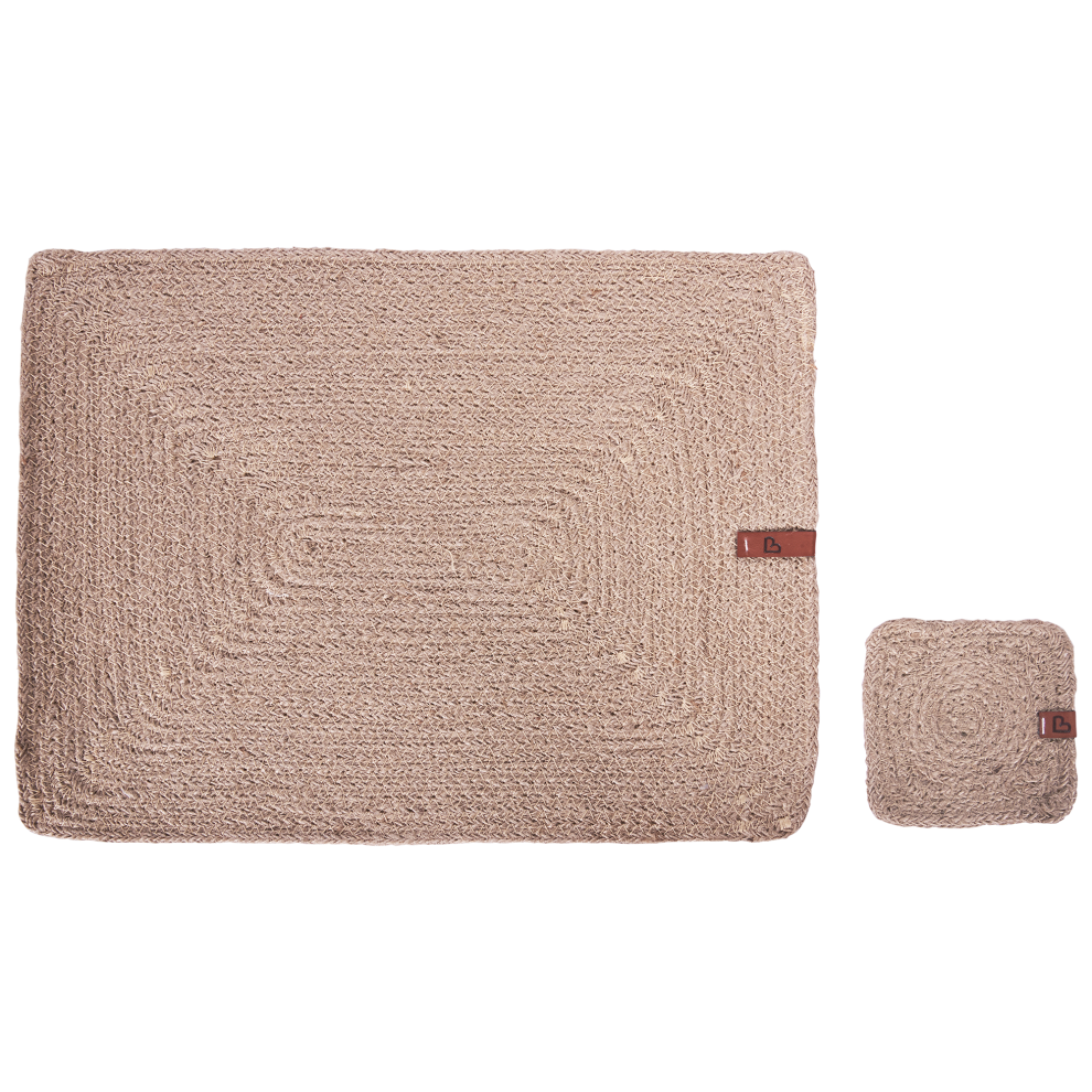 Beliani 12 Piece Placemats And Coasters Set Saltbush Jute Natural