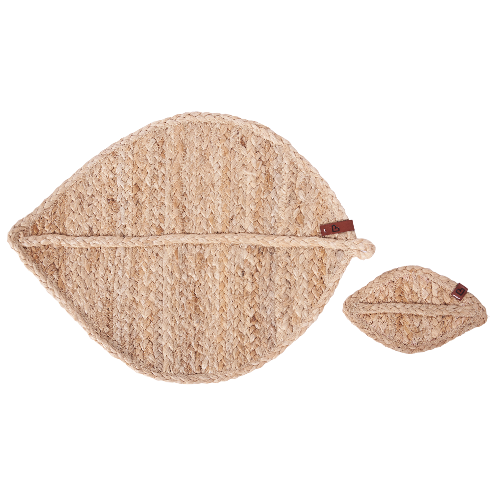 Beliani 12 Piece Placemats And Coasters Set Pepperleaf Jute Natural