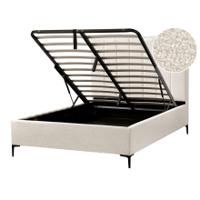 Ottoman Bed SEZANNE Boucle Off-White 140 x 200 cm (EU Double)