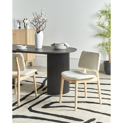 Beliani Set of 2 Dining Chairs BLANE Boucle Light Brown/ White 1