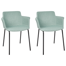 Set of 2 Dining Chairs BELFIELD Fabric Mint Green