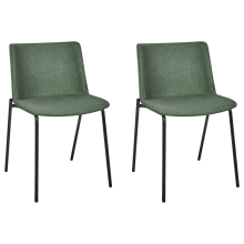 Set of 2 Dining Chairs ESBON Fabric Dark Green