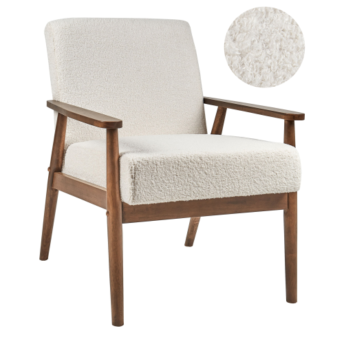 Beliani Armchair ESRUM Boucle Dark Brown/ White