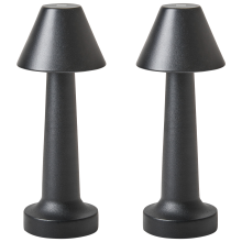 Set of 2 Wireless LED Table Lamp JOANES with Dimmer Metal Black