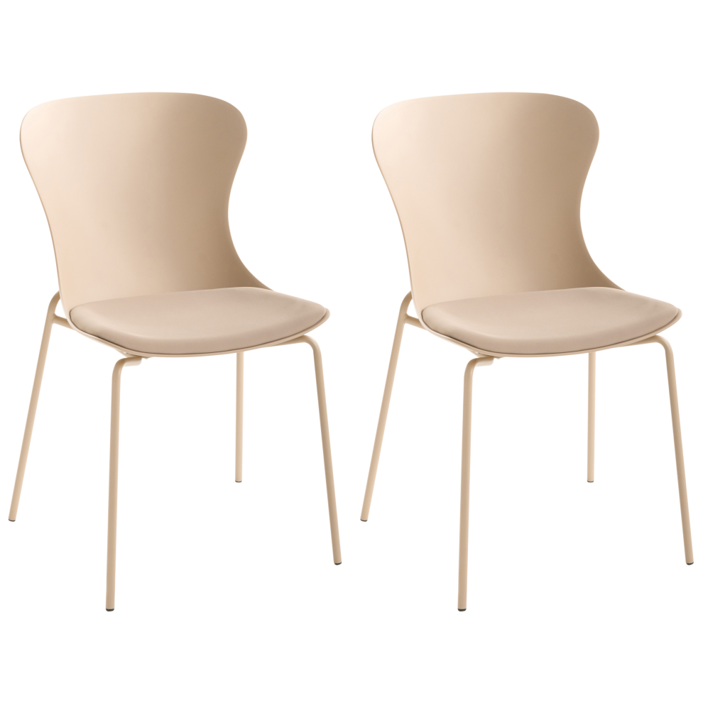Beliani Set Of 2 Dining Chairs Pitsburg Beige