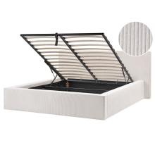 Ottoman Bed LILLEBONNE Corduroy Light Beige 160 x 200 cm (EU King Size)