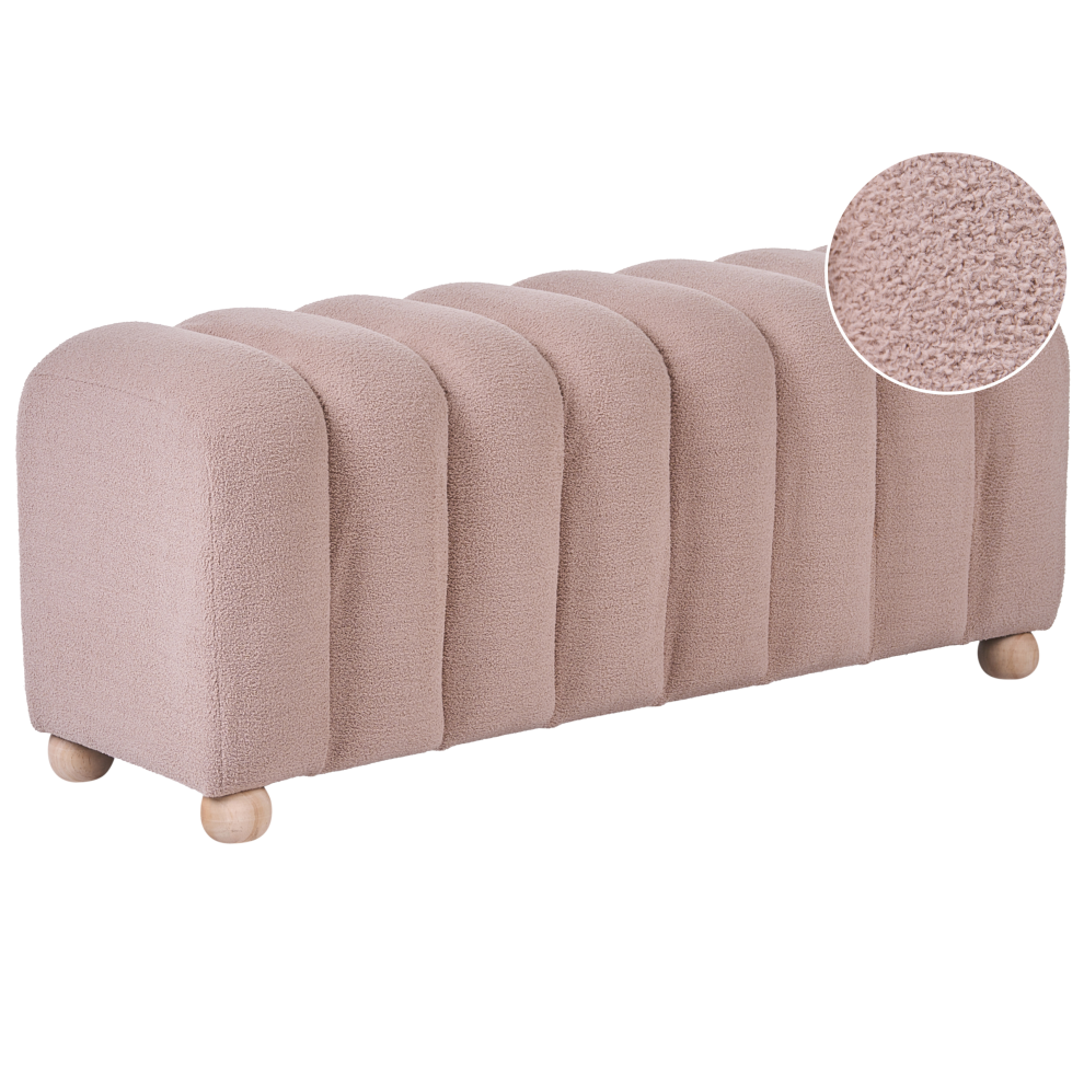 Beliani Upholstered Bench Idyllwild Boucle Beige