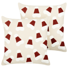 Set of 2 Decorative Cushions SUGARPLUM Cotton 45 x 45 cm Light Beige Christmas Motif