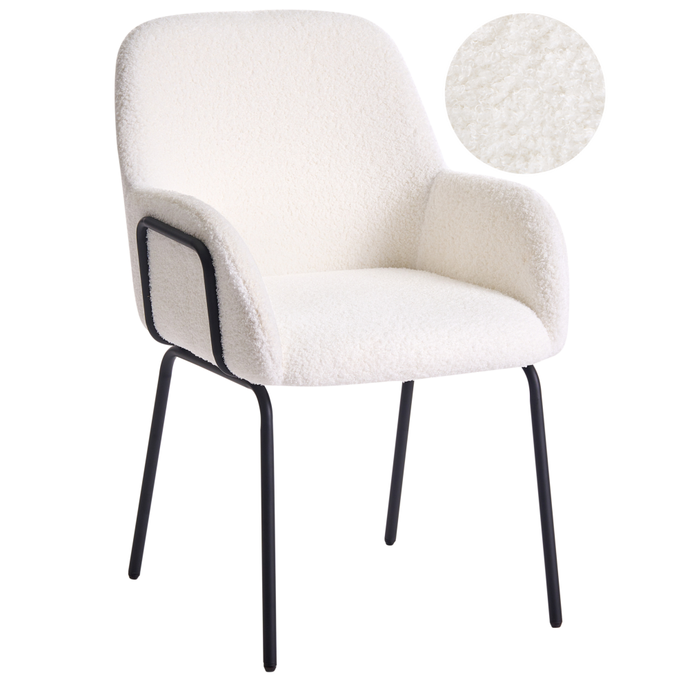 Beliani Dining Chair Algona Boucle Off-White