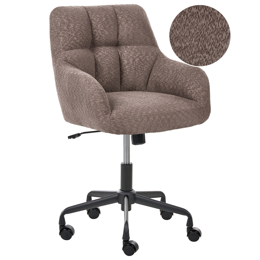 Beliani Desk Chair Palmdale Boucle Dark Brown