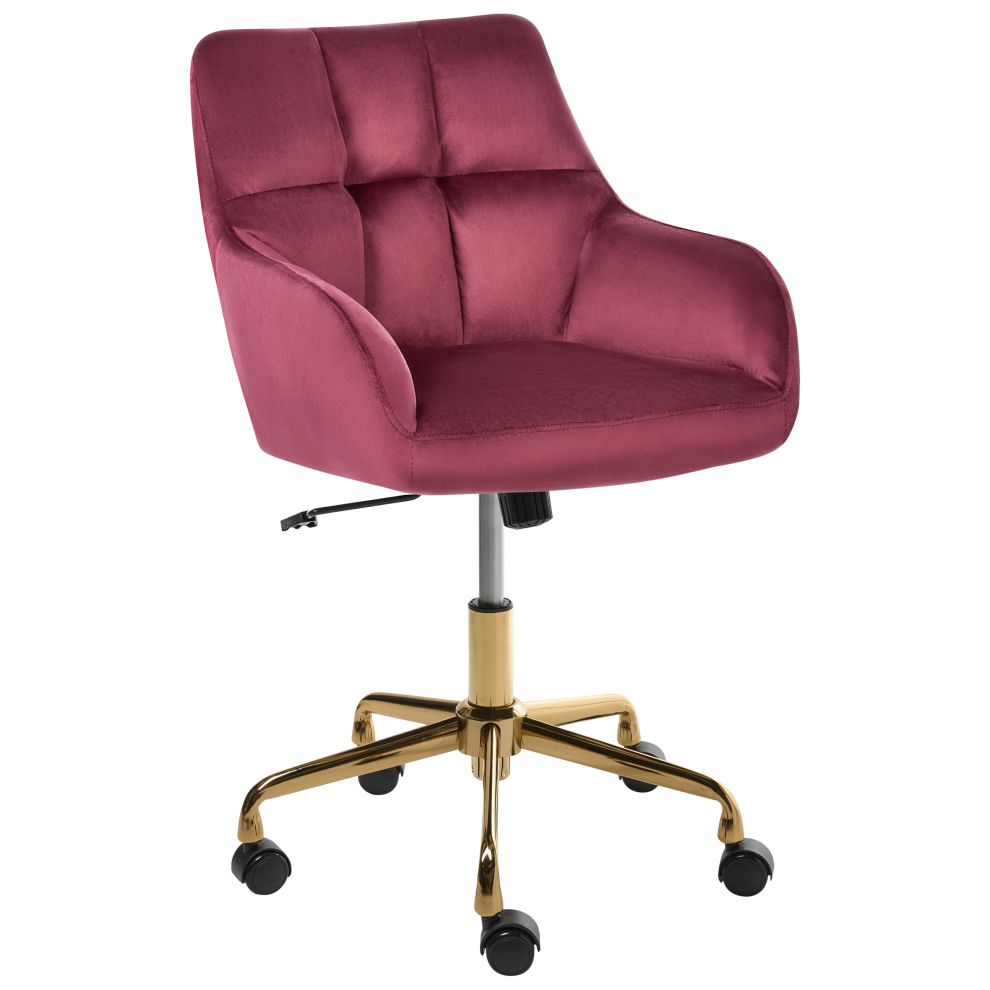 Beliani Desk Chair Palmdale Velvet Burgundy