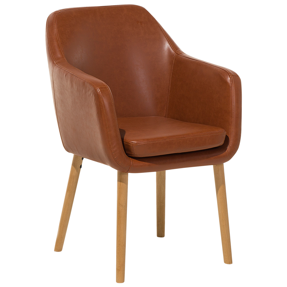 Beliani Dining Chair Yorkville Faux Leather Golden Brown