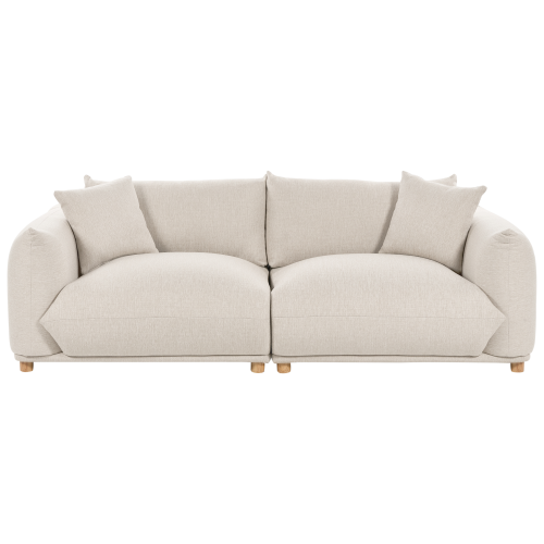 Beliani Sofa 3 Seater LUVOS Fabric Light Beige