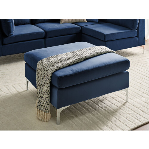 Beliani Ottoman EVJA Velvet Navy Blue 1