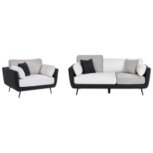 Living Room Set 4 Seater BOLGA Fabric Black