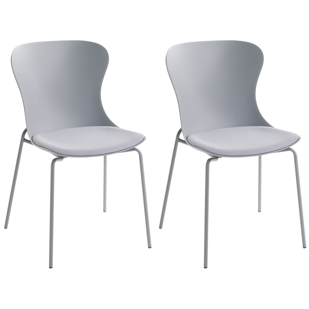 Beliani Set Of 2 Dining Chairs Pitsburg Grey