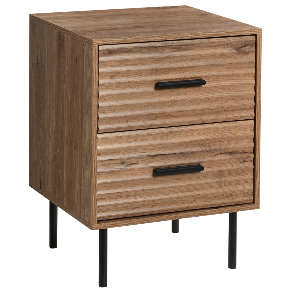 Beliani 2 Drawer Bedside Table Walgett Light Brown