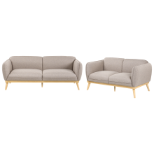 Living Room Set 5 Seater LJUNG Fabric Light Brown
