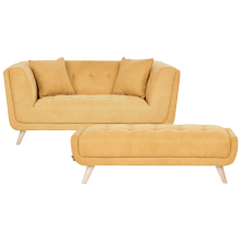 Sofa 2 Seater HABO Fabric Mustard with Ottoman