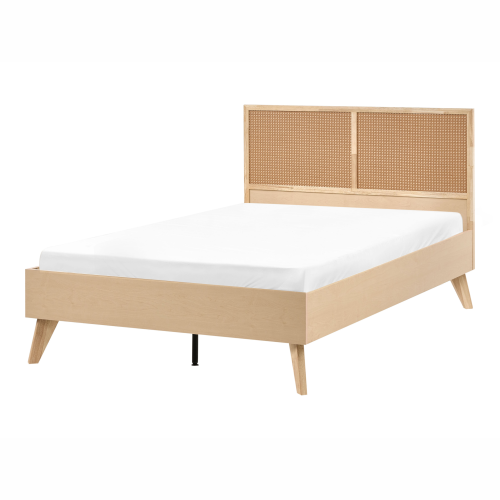 Beliani Bed PE Rattan MONPAZIER 120 x 200 cm (EU Small Double) Light Brown