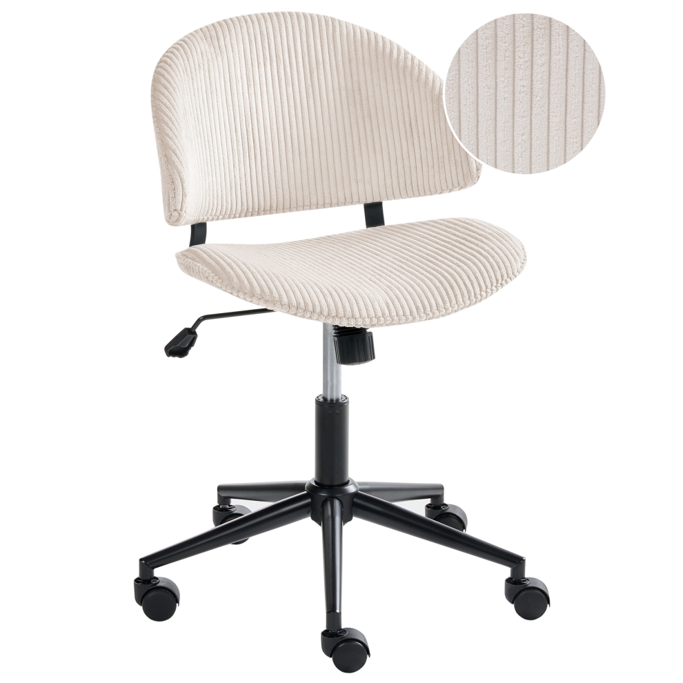 Beliani Office Chair Kiana Corduroy Off-White