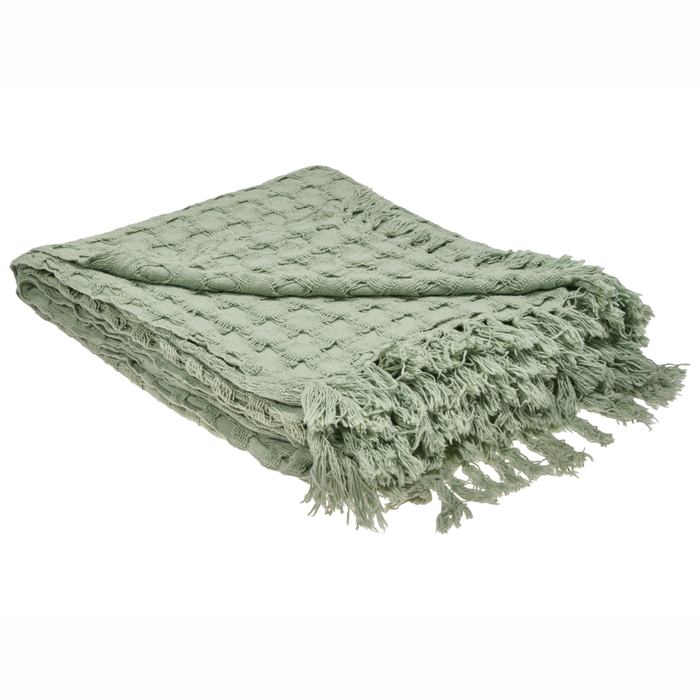 Beliani Bedspread Bere Cotton 220 X 240 Cm Green