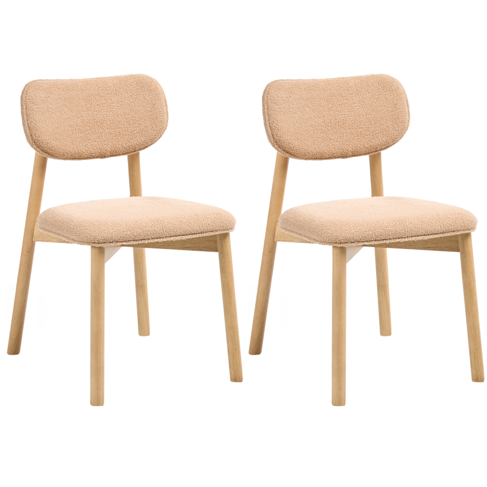 Photos - Chair Beliani Set of 2 Dining  MILLS Boucle Light Brown/ Beige Cream,Brown 