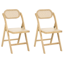 Set of 2 Dining Chairs Folding ORAISON Bamboo Light Brown