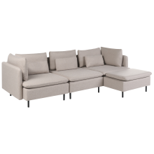 Modular Corner Sofa 3 Seater EGERIS Fabric Beige Left Hand