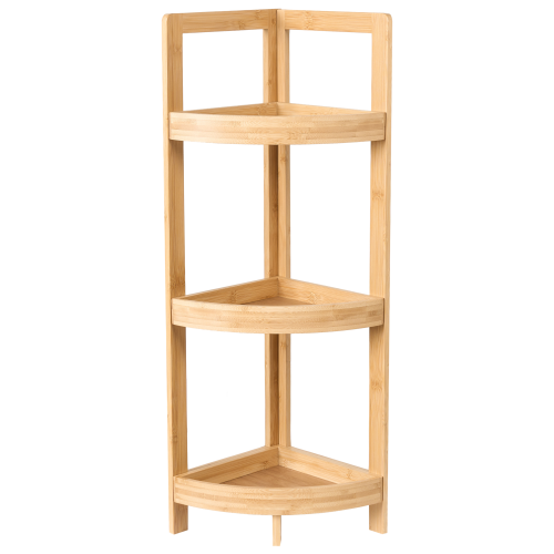 Beliani Corner Shelving Unit ILLAMPU Bamboo Light Brown