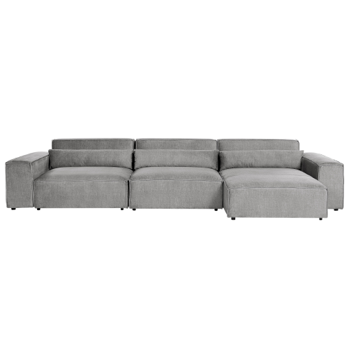 Beliani Modular Corner Sofa 4 Seater HELLNAR Left Hand Grey Fabric