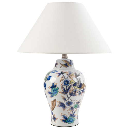Beliani Table Lamp MORACA Porcelain White/ Blue