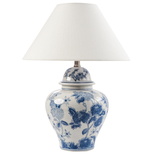 Beliani Table Lamp SORRAIA Porcelain White/ Blue