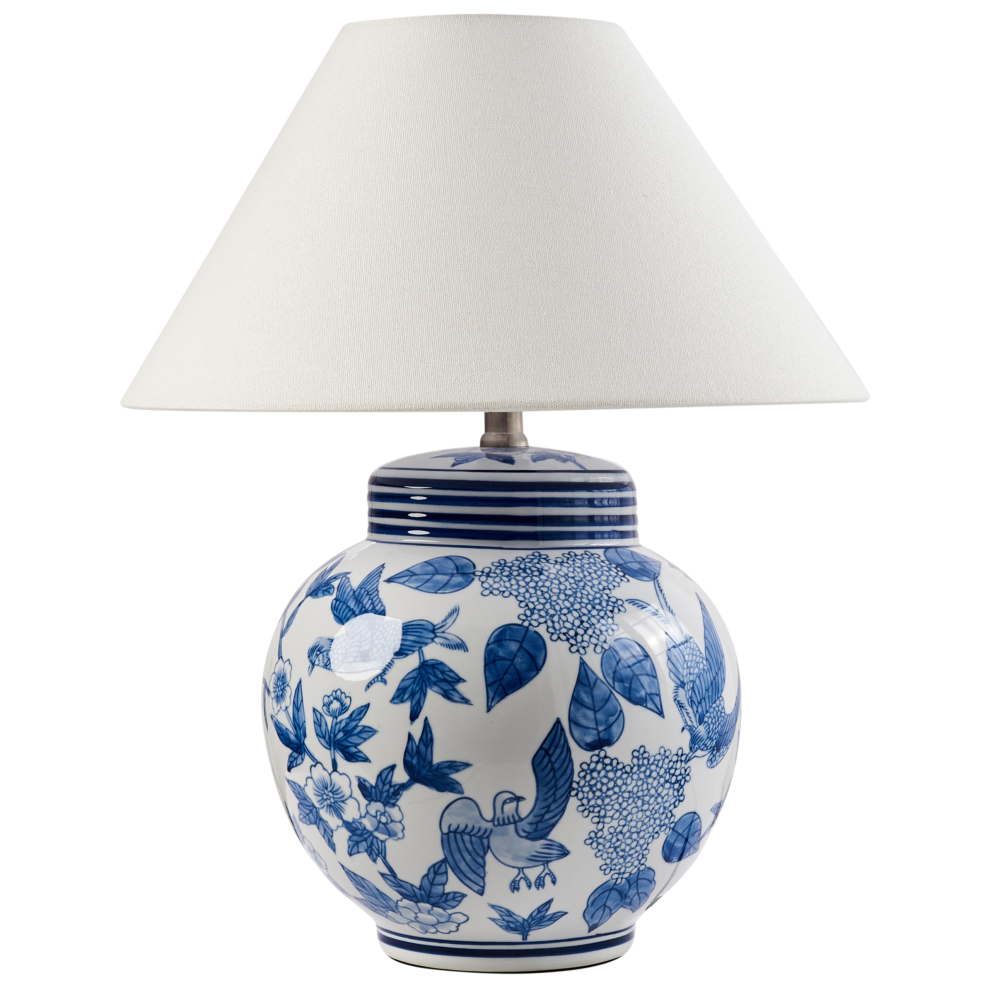 Beliani Table Lamp Arunca Porcelain White/ Blue