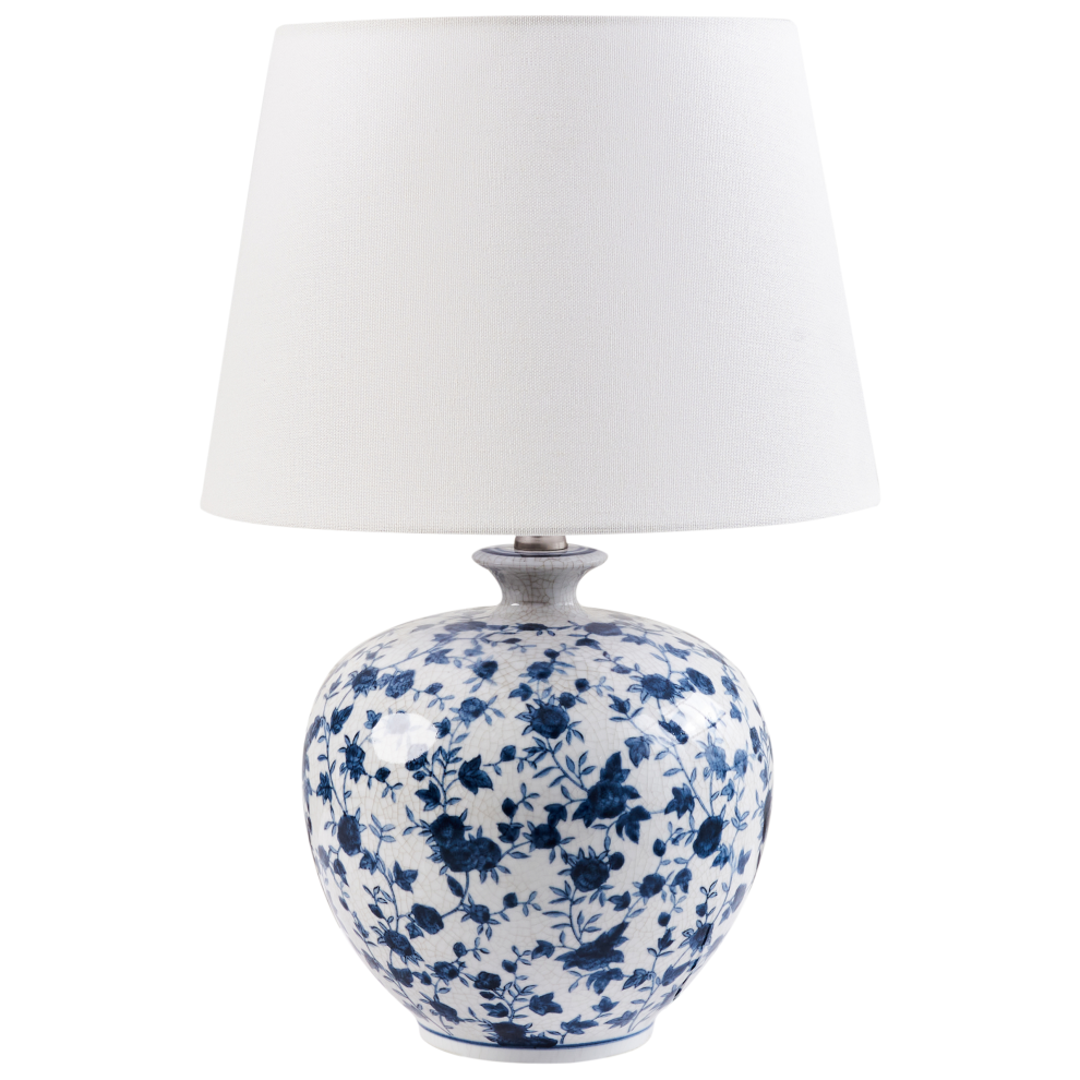 Beliani Table Lamp Silves Porcelain White/ Blue