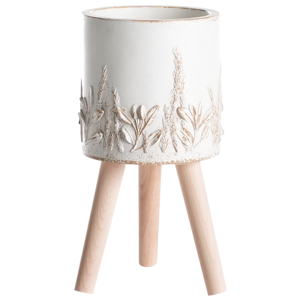 Beliani Elevated Plant Pot Preweza 23 Cm Off-White