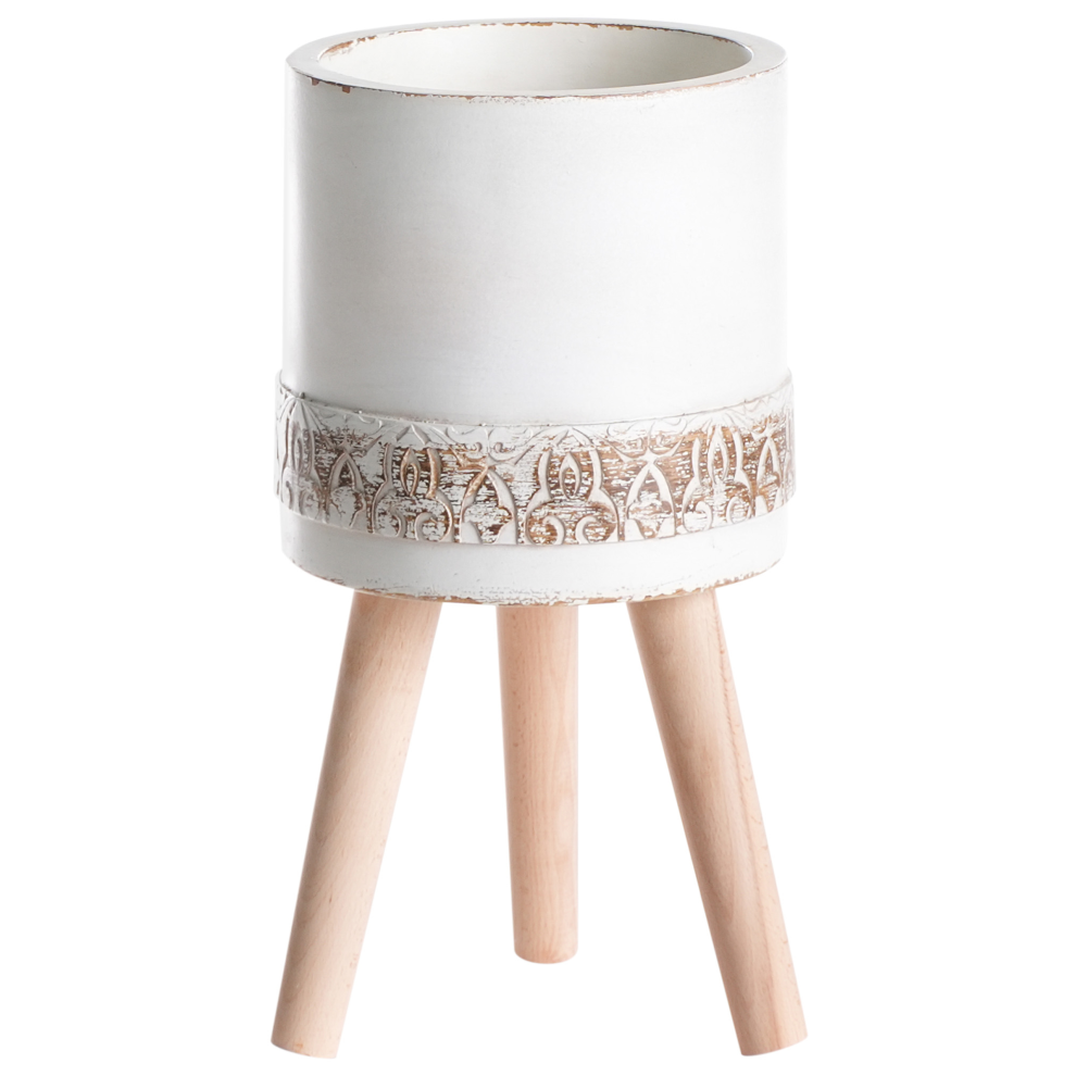 Beliani Elevated Plant Pot Skiatos 22 Cm Off-White