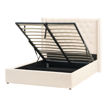 Ottoman Bed LUBBON Velvet Off-White 140 x 200 cm (EU Double)