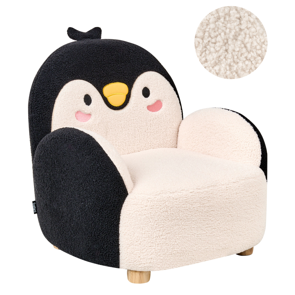 Beliani Kids Armchair Penguin Fyn Boucle Black