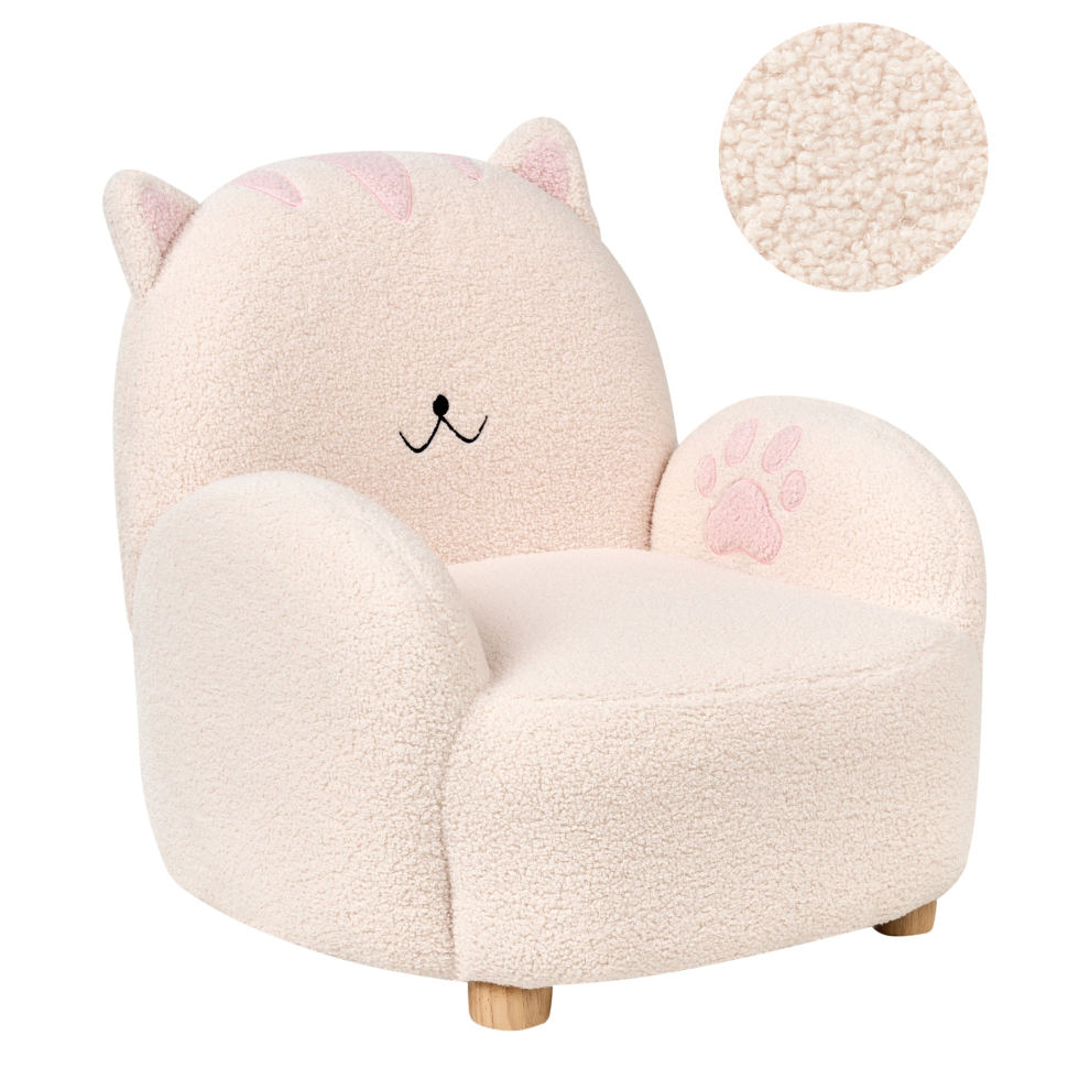 Beliani Kids Armchair Cat Zoar Boucle Off-White