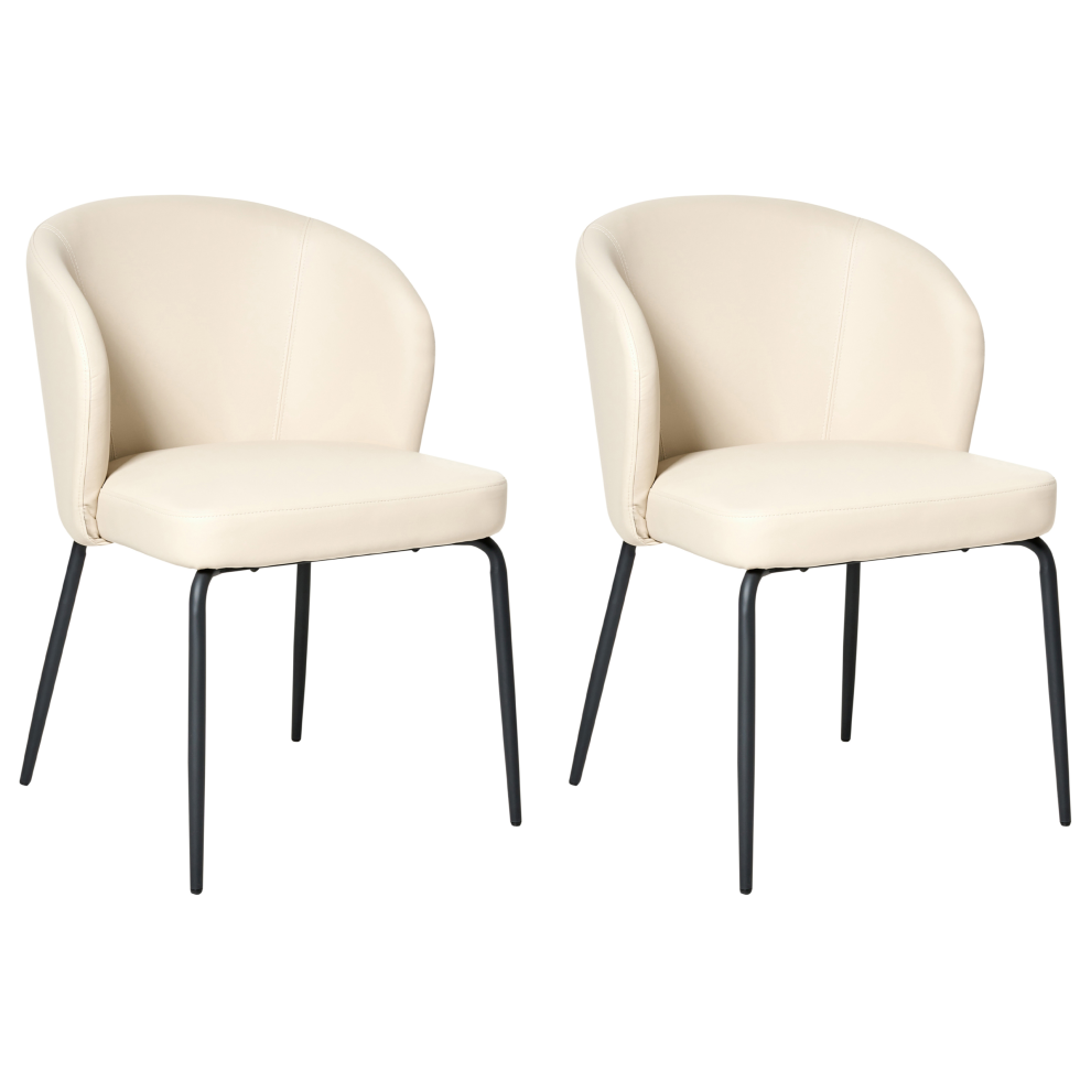 Beliani Set Of 2 Dining Chairs Zana Faux Leather Light Beige