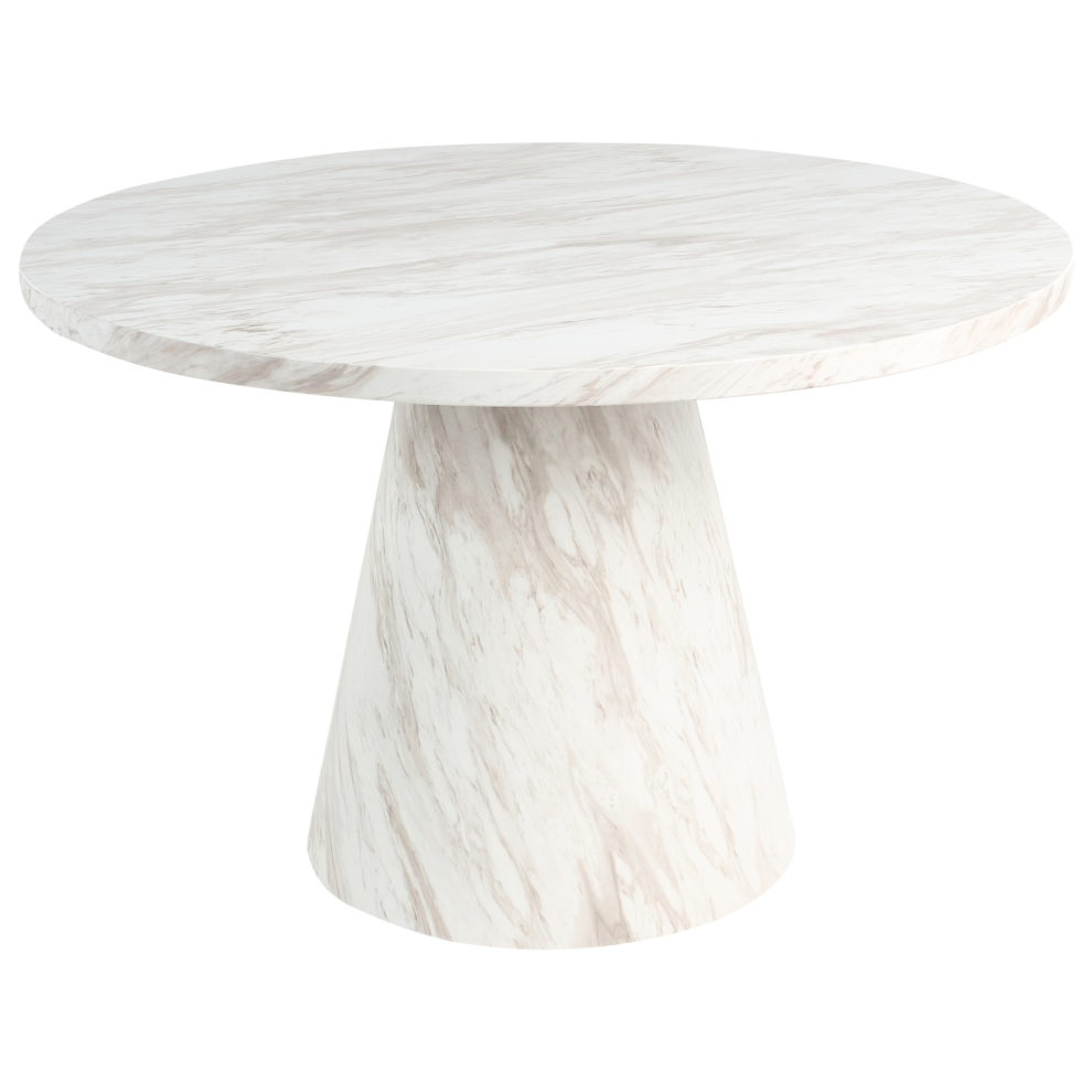 Beliani Dining Table Mere White Marble 120 Cm 120 Cm