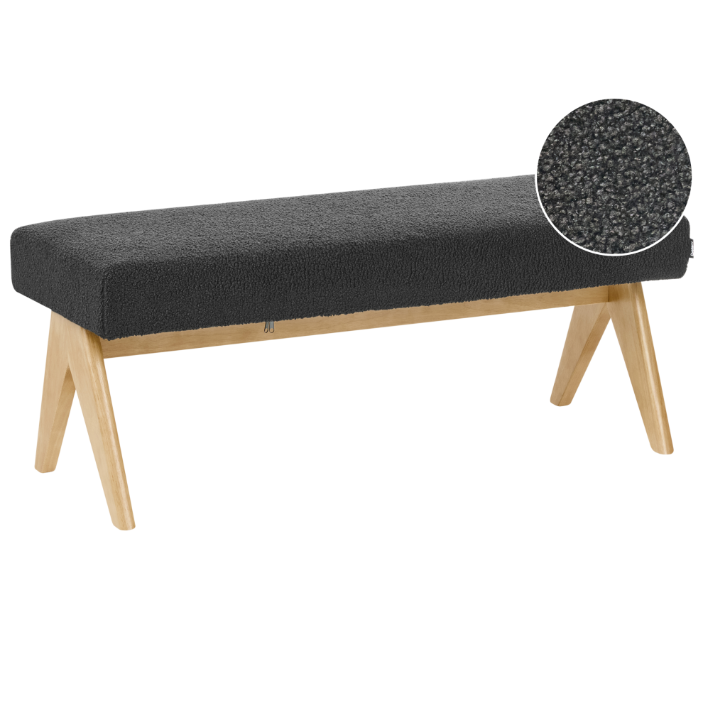 Beliani Upholstered Bench Tamre Boucle Black/ Light Brown