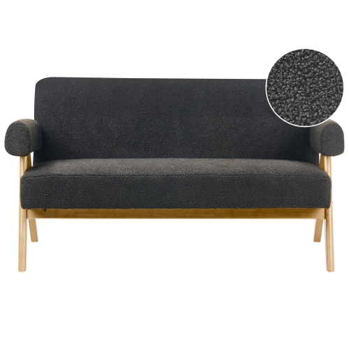 Beliani Sofa 2 Seater TAMRE Boucle Black/ Light Brown